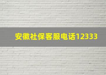 安徽社保客服电话12333