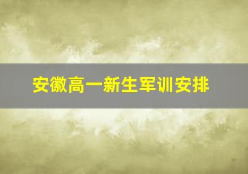 安徽高一新生军训安排