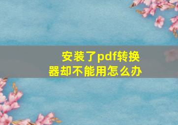 安装了pdf转换器却不能用怎么办