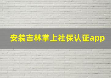 安装吉林掌上社保认证app