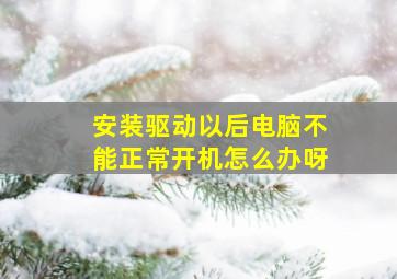 安装驱动以后电脑不能正常开机怎么办呀