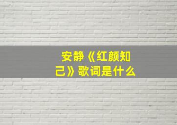 安静《红颜知己》歌词是什么