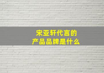 宋亚轩代言的产品品牌是什么