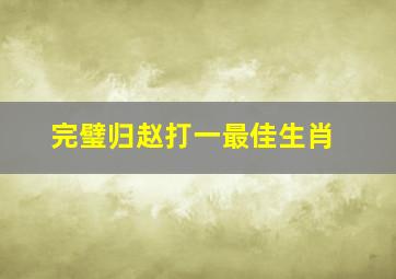 完璧归赵打一最佳生肖