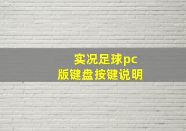 实况足球pc版键盘按键说明