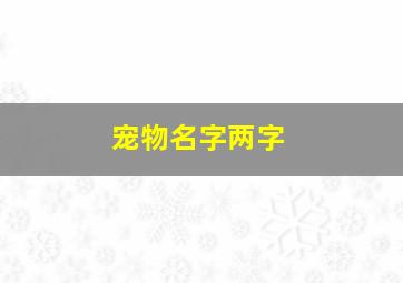 宠物名字两字