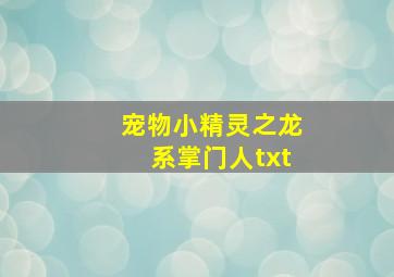 宠物小精灵之龙系掌门人txt