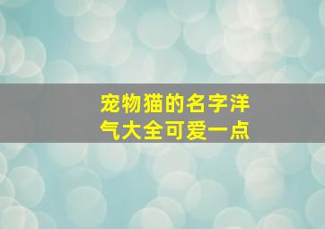 宠物猫的名字洋气大全可爱一点