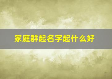 家庭群起名字起什么好