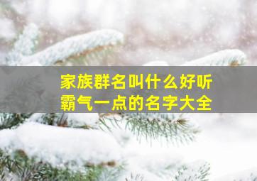 家族群名叫什么好听霸气一点的名字大全