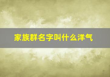 家族群名字叫什么洋气