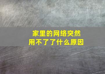 家里的网络突然用不了了什么原因