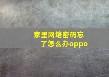 家里网络密码忘了怎么办oppo