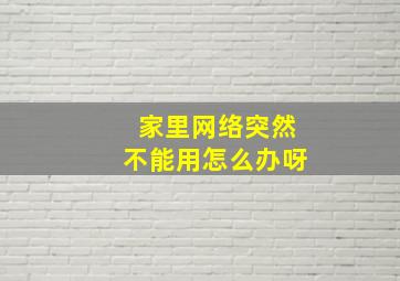 家里网络突然不能用怎么办呀