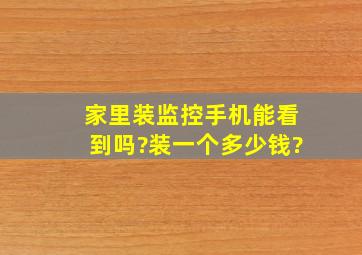 家里装监控手机能看到吗?装一个多少钱?