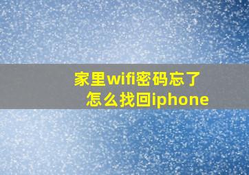 家里wifi密码忘了怎么找回iphone