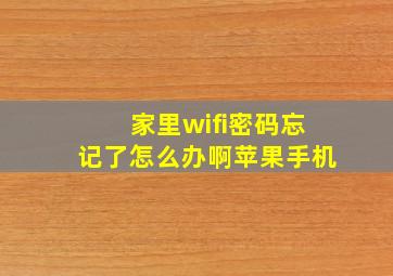 家里wifi密码忘记了怎么办啊苹果手机