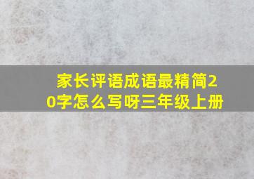 家长评语成语最精简20字怎么写呀三年级上册