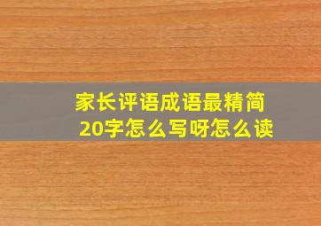 家长评语成语最精简20字怎么写呀怎么读