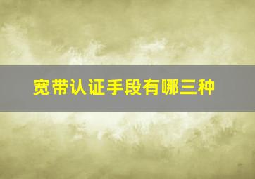 宽带认证手段有哪三种