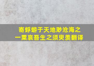 寄蜉蝣于天地渺沧海之一粟哀吾生之须臾羡翻译