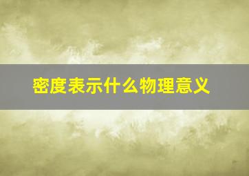 密度表示什么物理意义