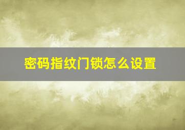 密码指纹门锁怎么设置