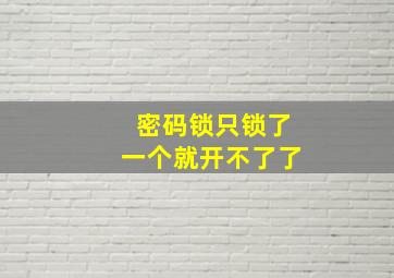 密码锁只锁了一个就开不了了