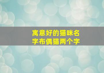 寓意好的猫咪名字布偶猫两个字