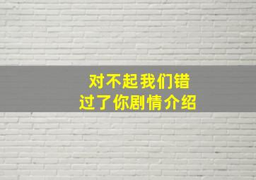 对不起我们错过了你剧情介绍