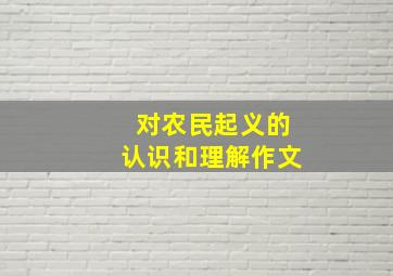 对农民起义的认识和理解作文