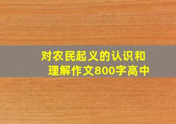 对农民起义的认识和理解作文800字高中