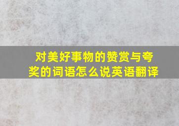 对美好事物的赞赏与夸奖的词语怎么说英语翻译