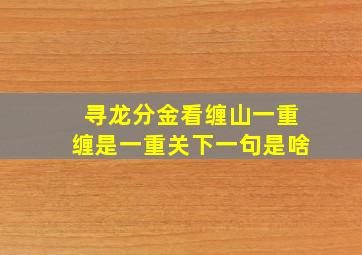 寻龙分金看缠山一重缠是一重关下一句是啥