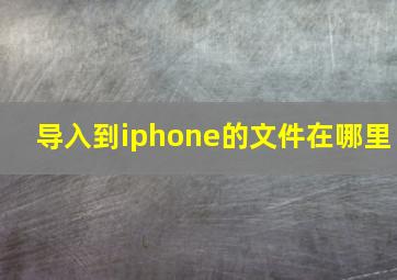 导入到iphone的文件在哪里