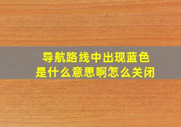 导航路线中出现蓝色是什么意思啊怎么关闭