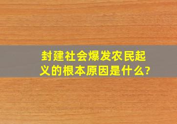 封建社会爆发农民起义的根本原因是什么?