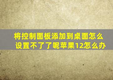 将控制面板添加到桌面怎么设置不了了呢苹果12怎么办