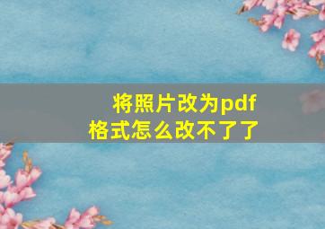 将照片改为pdf格式怎么改不了了