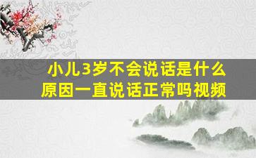 小儿3岁不会说话是什么原因一直说话正常吗视频