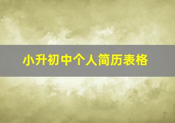 小升初中个人简历表格