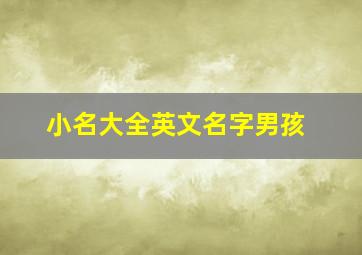 小名大全英文名字男孩