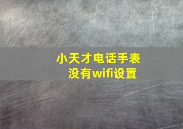 小天才电话手表没有wifi设置