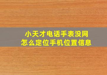 小天才电话手表没网怎么定位手机位置信息