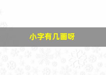 小字有几画呀