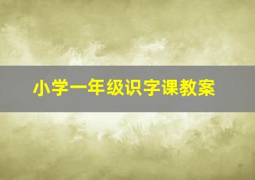 小学一年级识字课教案