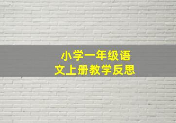 小学一年级语文上册教学反思