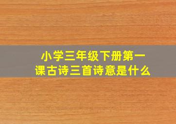 小学三年级下册第一课古诗三首诗意是什么