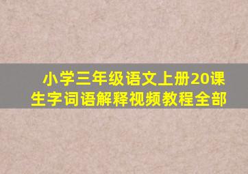 小学三年级语文上册20课生字词语解释视频教程全部