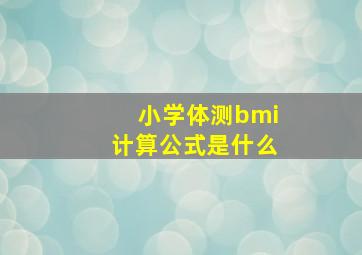 小学体测bmi计算公式是什么